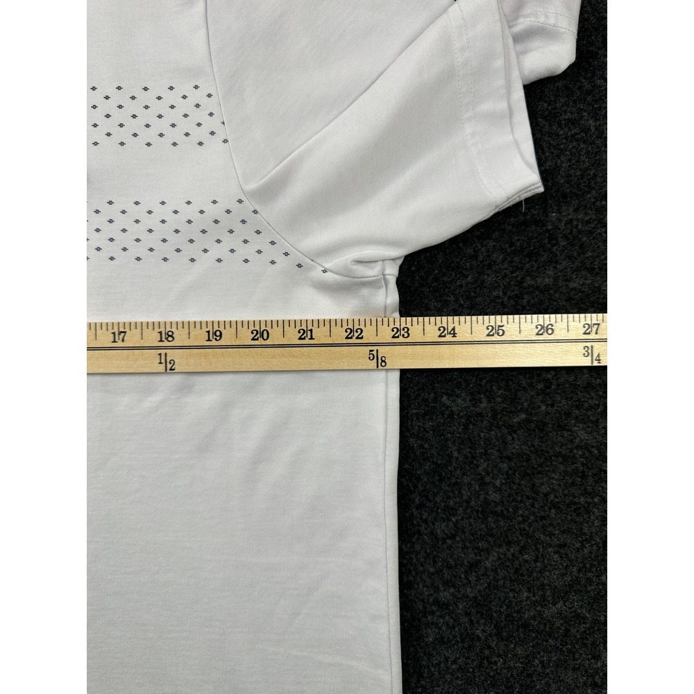 TravisMathew Mens XL White Pima Cotton Blend Geometric Stripe Golf Polo Shirt - Picture 5 of 8